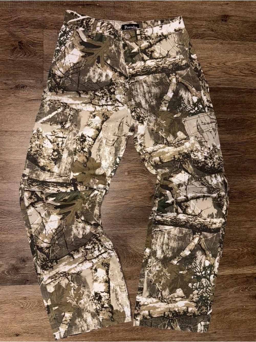 Camouflage denim cargo pants